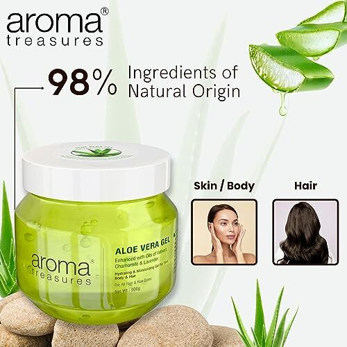 Aroma Treasures Aloe Vera Gel For Face, Skin, Body & Hair | Paraben Free Aloevera Gel For Glowing Skin Suitable For Men & Women - 500 G