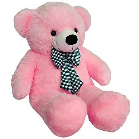 Webby 3 Feet Huggable Teddy Bear With Neck Bow (Pink)