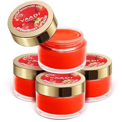 Vaadi Herbals Lip Balm, Strawberry And Honey, 10G (Pack Of 4)