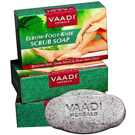 Vaadi Herbals Elbow Foot Knee Scrub Soap With Almond And Walnut Scrub, 75G X 3