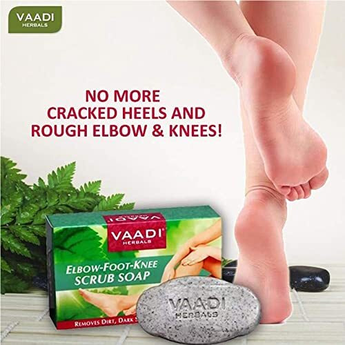 Vaadi Herbals Elbow Foot Knee Scrub Soap With Almond And Walnut Scrub, 75G X 3