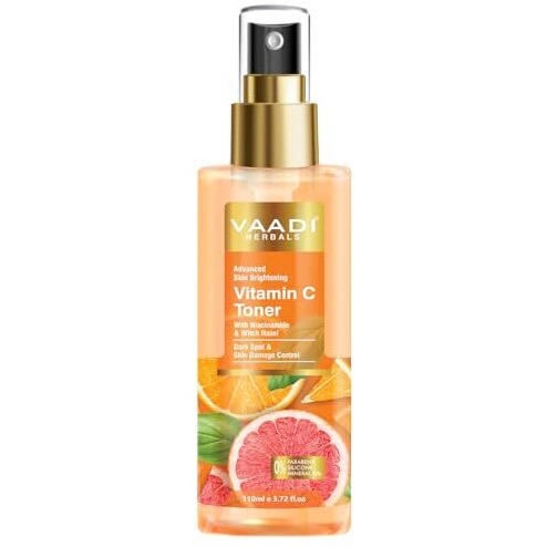 Vaadi Herbals Vitamin C Facial Toner| With Witch Hazel & Niacinamide | Skin Brightening, Hydrating & Anti-Ageing (110 Ml)
