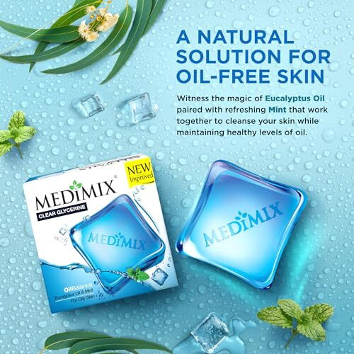Medimix Clear Glycerine Oil Balance Bathing Bar Soap For Oily Skin 100G (3 + 1 Combo Pack) | Infused With Eucalyptus Oil & Mint
