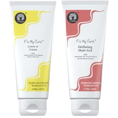 Fix My Curls Protein Styling Duo| For Curly, Wavy, Dry & Frizzy Hair | Frizz Control | Silicone Free Curl Defining Cream & Gel| 100Gm Each