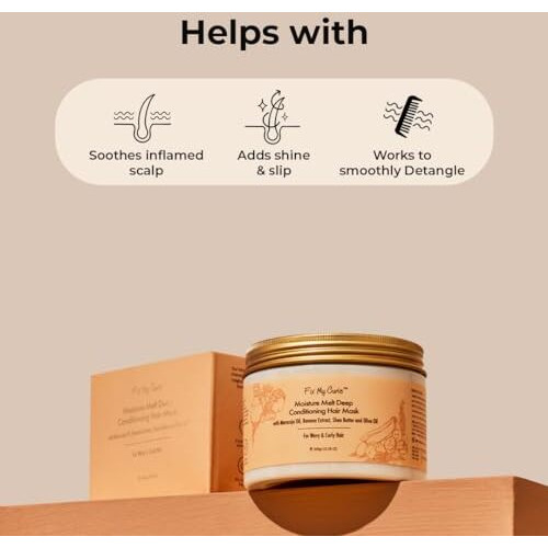 Fix My Curls Moisture Melt Deep Conditioning| Hair Mask For Dry, Damaged, And Chemically Treated Hair| 8 Magical Oils, Shea Butter, Vitamins| Pro-Keratin Bond Repair |Weekly Revitalization, (50G)