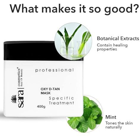 Sara Professional Oxy Pack D-Tan Cleanser Specific Treatment (400 G) | Detan For Men And Women