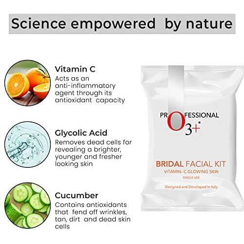 O3+ Bridal Facial Kit Vitamin C For Glowing Skin With Niacinamide | Reduces Tan And Boosts Glow, Ideal For All Skin Types (44G+103Ml)