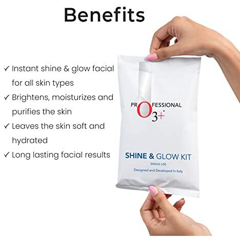 O3+ Shine & Glow Facial Kit For Instant Glowing Skin | Brightening & Moisturizing Skin, Ideal For All Skin Types, For Men & Women