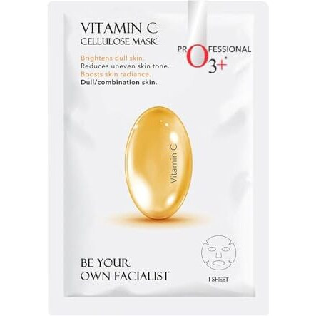 O3+ Facialist Vitamin C Cellulose Face Sheet Mask 30G For Pigmentation And Uneven Skin | Suitable For Men And Women