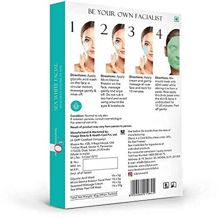 O3+ Sea White Brightening Facial Kit 45G With Peel Off Mask For Women| Suitable For Normal To Oily Skin Types