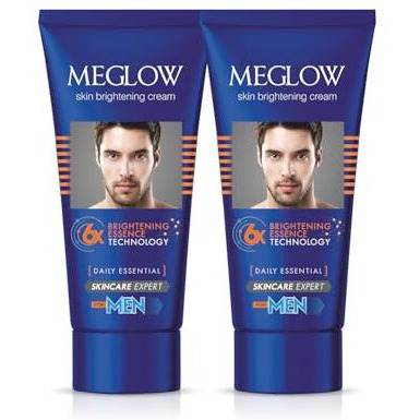 Meglow Skin Brightening & Whitening Cream For Men | Face Cream For Glowing Skin With Vitamin E | Reduces Dark Spots, Prevents Pigmentation, & Evens Tone | Pack Of 2 (50G Each)