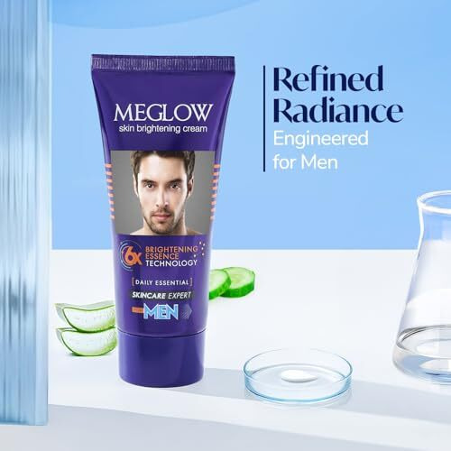 Meglow Skin Brightening & Whitening Cream For Men | Face Cream For Glowing Skin With Vitamin E | Reduces Dark Spots, Prevents Pigmentation, & Evens Tone | Pack Of 2 (50G Each)