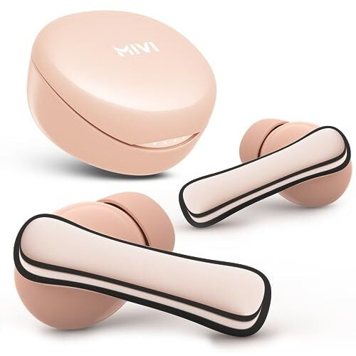 Mivi Duopods A850 Ai-Enc Tws With Hdcalls Technology,13Mm Rich Bass Drivers,50Hrs Playtime,Low Latency Gaming,Type C Fast Charging,Clear Audio Quality,Made In India Earbuds-Coral