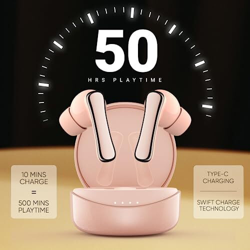 Mivi Duopods A850 Ai-Enc Tws With Hdcalls Technology,13Mm Rich Bass Drivers,50Hrs Playtime,Low Latency Gaming,Type C Fast Charging,Clear Audio Quality,Made In India Earbuds-Coral