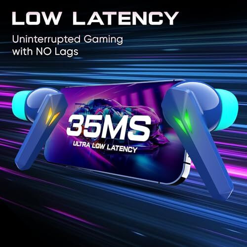 Mivi Commando X7 [Just Launched] Gaming In Ear Earbuds 35Ms Low Latency, Aurora Lights, Dual Rgb,13Mm Bass Drivers, 50Hrs Playtime,Type C, Ai Enc, Made In India Ear Buds Wireless Bluetooth Gaming Tws