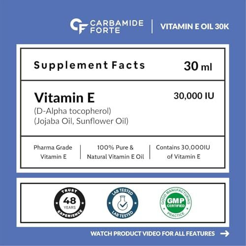 Carbamide Forte Vitamin E Oil For Face & Hair | Vitamin E Oil 30000 Iu - 30Ml