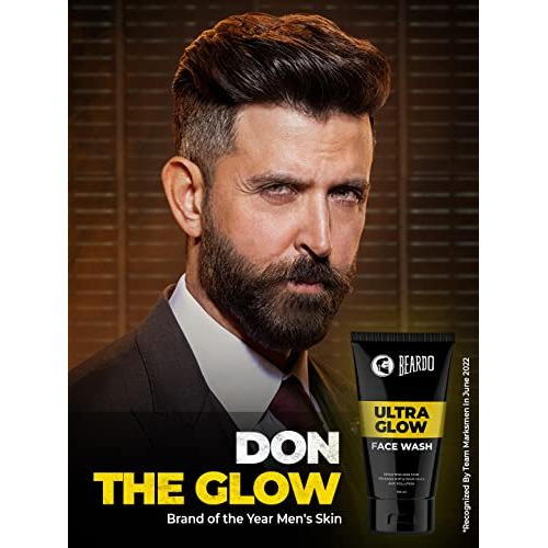 Beardo Ultraglow Face Wash For Men | Red Algae, White Lily & Menthol For Brightened, Hydrated And Refreshing Skin | Face Wash For Tone Brightening And Glowing Skin | Suitable For All Skin Types | 100Ml