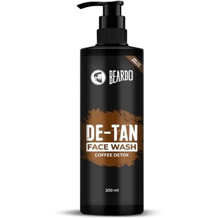 Beardo Detan Face Wash For Men, 200Ml | Coffee Facewash, Aloe Vera, Vitamin E | Helps To Reduce Tan | Exfoliates & Hydrates For Smooth & Oil Free Skin
