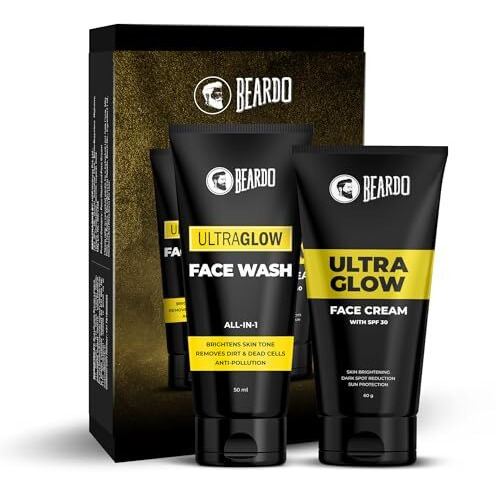 Beardo Ultraglow Facewash (50Ml) & Face Cream (60Gm) Facewash That Enhances & Balances Skin Tone Aloe Vera, Vitamin E | Set Of 2
