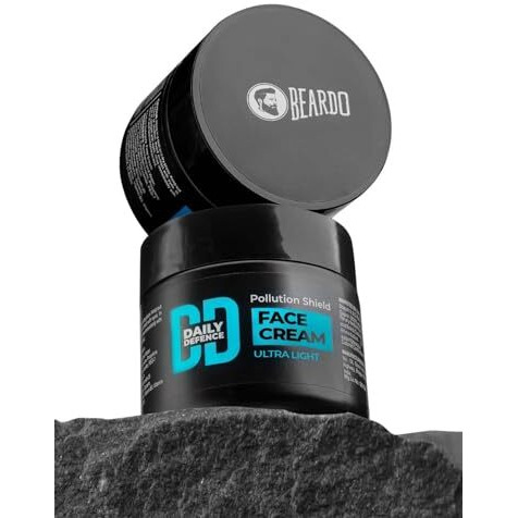 Beardo Daily Defence Face Cream For Men, 50G |Water-Based Fast Absorbing Ultralight Moisturizer For Face With Niacinamide & Vitamin E | Shield Against Pollution