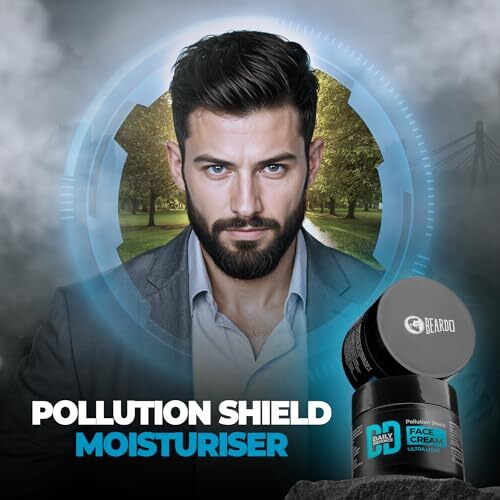 Beardo Daily Defence Face Cream For Men, 50G |Water-Based Fast Absorbing Ultralight Moisturizer For Face With Niacinamide & Vitamin E | Shield Against Pollution