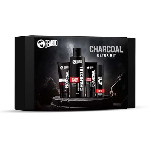 Beardo Charcoal Detox Kit | Grooming Kit For Men | Activated Charcoal Facewash | Activated Charcoal Bodywash | Activated Charcoal Face Scrub | Mafia Perfume Body Spray For Men | Gift Hamper For Men | Gift For Husband | Gift For Boyfriend | Anniversay Gift