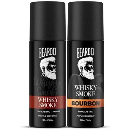 Beardo Whisky Smoke & Bourbon Perfume Body Spray (Set Of 2) Spicy, Woody Oudh Deo For Men Long Lasting |Date Night Deodorant For Men | Fresh Scent | Valentines Day Gift For Husband | Gift For Boyfriend | Gift For Men