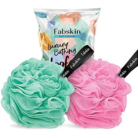 Fabskin Luxury Bathing Round Loofah For Men And Women (Aqua And Pink)