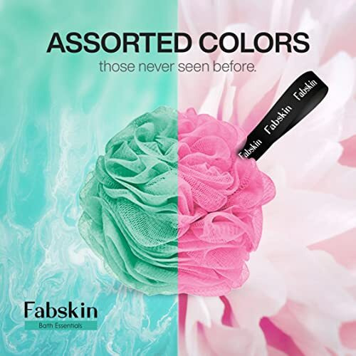 Fabskin Luxury Bathing Round Loofah For Men And Women (Aqua And Pink)
