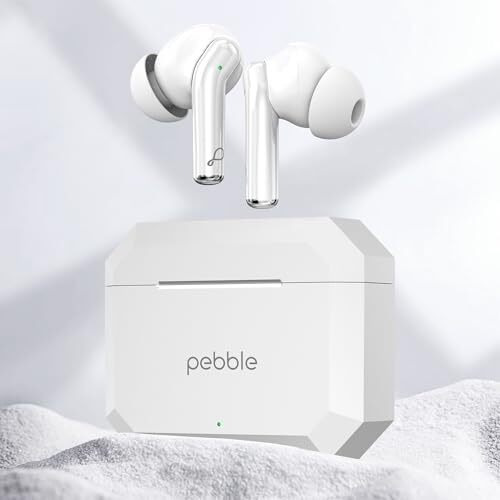 Pebble Glory Buds Ai Environmental Noice Cancellation, Premium Design, Fast Paring, 10Mm Dynamic Driver, Splash Proof, Type C Charging (White)
