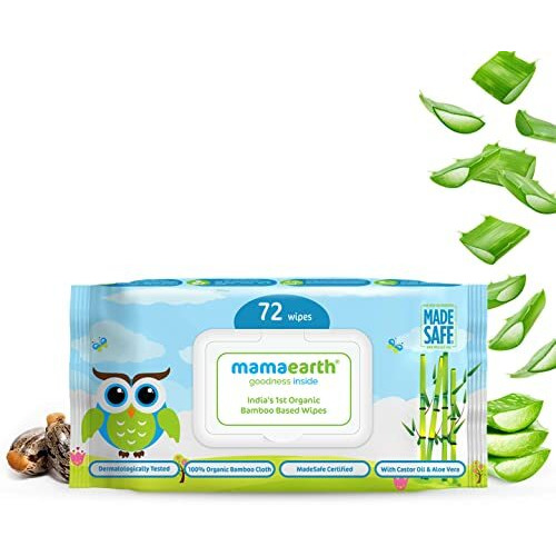 Mamaearth India's First Organic Bamboo Based Baby Wipes (72 Wipes)