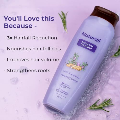 Naturali Anti-Hairfall Shampoo With Rosemary Oil, Ginseng Extract & Biotin | Reduces Hairfall In Just 14 Days | Sulphate & Paraben Free Shampoo | Anti-Hairfall Shampoo For Women & Men (200 Ml)