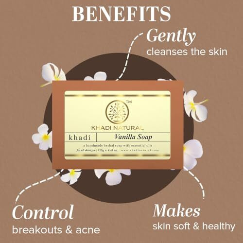 Khadi Natural Herbal Vanilla Soap, 125 G|Herbal Bathing Soap For Healthy Skin|Natural Soap With Essential Oils|Skin Hydrating Properties| Suitable For All Skin Types | Pack Of 3