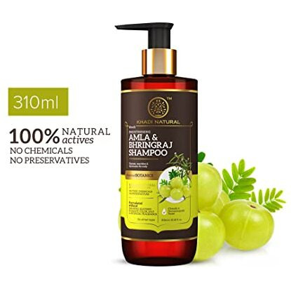 Khadi Natural Amla & Bhringraj Shampoo | Hair Cleanser For Nourishing Hair | Shampoo For Smooth & Soft Hair | Sls & Paraben Free | Suitable For All Hair Types | Powered Botanics | 310Ml