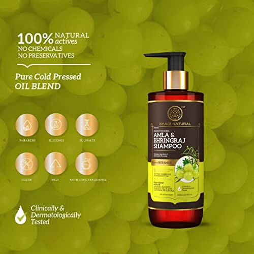 Khadi Natural Amla & Bhringraj Shampoo | Hair Cleanser For Nourishing Hair | Shampoo For Smooth & Soft Hair | Sls & Paraben Free | Suitable For All Hair Types | Powered Botanics | 310Ml