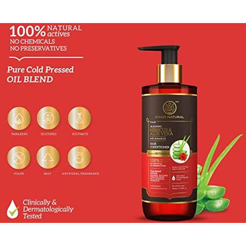Khadi Natural Powered Botanics Hibiscus And Aloe Vera Hair Conditioner 310Ml, Frizz Free Hair, Improves Hair Texture, Controls Hair Fall