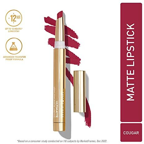 Myglamm Ultimatte Long Stay Matte Lipstick - Cougar (Pink) | Long Lasting Lipsticks For Women With 12Hr Stay | Transfer Proof | Rich Colour | Moisturising, Lightweight Formula | 1.3G