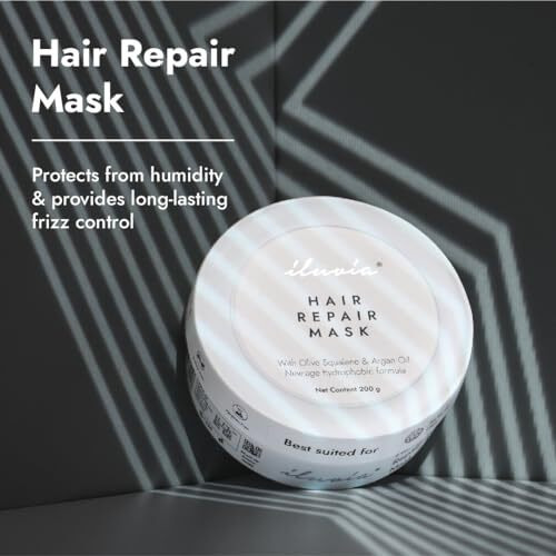 Iluvia Hydrophobic Hair Repair Mask (Humidity-Resistant, Anti-Frizz Hair Mask, Restores The Hairs Moisture Balance, Repairs Dry, Brittle, Chemically Treated Hair, 200 Gram - Fresh