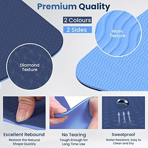 Dr Trust Usa 317 Premium Luxfoam Dual Color Anti-Slip Yoga Mat With Cover Bag For Gym Workout, Yoga Exercise, Flooring Exercise & Home Gym, Men And Women Fitness, Tpe Material With 6Mm Extra Thickness