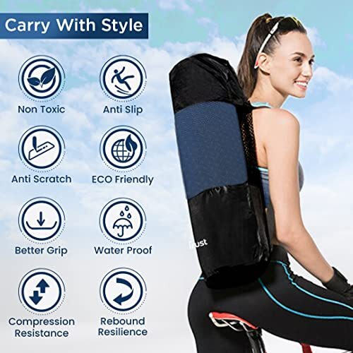 Dr Trust Usa 317 Premium Luxfoam Dual Color Anti-Slip Yoga Mat With Cover Bag For Gym Workout, Yoga Exercise, Flooring Exercise & Home Gym, Men And Women Fitness, Tpe Material With 6Mm Extra Thickness