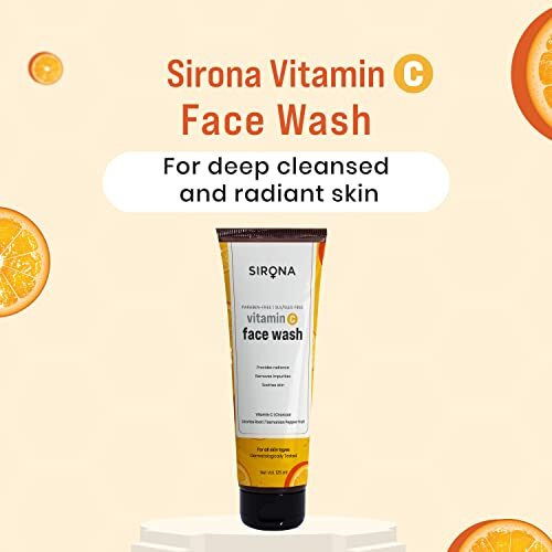 Sirona Vitamin C Face Wash For Men & Women  125 Ml | Suitable For All Skin Type | Provides Radiance, Removes Impurities & Soothes Skin