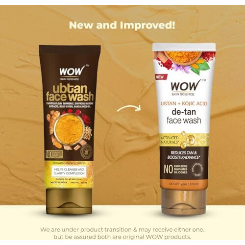 Wow Skin Science Ubtan Cleansing Face Wash | Turmeric & Saffron | All Skin Types | Clear, Glowing Skin | 100% Vegan | Paraben & Sulphates Free | For Women & Men | 100 Ml