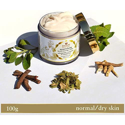 Just Herbs Ayurvedic Herbal Nourishing Face Moisturizing Massage Cream With Ashwagandha & Neem For Men & Women | Face Cream For Winters Dull & Dry Skin- 100 Gm