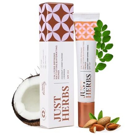 Just Herbs 3 In 1 Pore-Refining,Minimizer Mattifying & Hydrating Primer For Face Makeup Normal Oily,Dry And Combination Skin Types 20G
