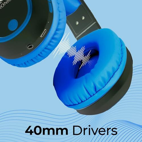 Zebronics Thunder Over Ear Bluetooth 5.3 Wireless Headphones With 60H Backup, Gaming Mode, Dual Pairing, Enc, Aux, Micro Sd, Voice Assistant, Comfortable Earcups, Call Function (Blue)