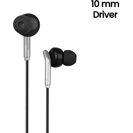 Zebronics Bro In Ear Wired Earphones With Mic, 3.5Mm Audio Jack, 10Mm Drivers, Phone/Tablet Compatible (Black)