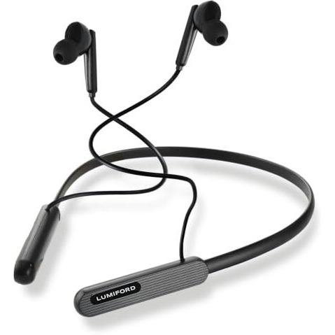 Lumiford Xploriahd Xp25 In-Ear Bluetooth Neckband Earphones, Ipx4 Water Resistant,Voice Assistant,Advanced Bt V5.3,10Mm Extra Bass Drivers,16 Hrs Playback & Quick Type-C Charging (Black)