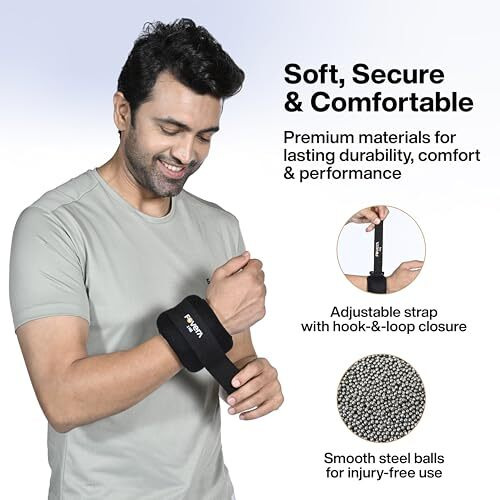 Fovera Weight Cuff (1 Kg) For Strength Gain, Physiotherapy & Rehabilitation | For Men & Women | Adjustable Strap | For Muscle Strength Exercise & Workout (Single Piece)