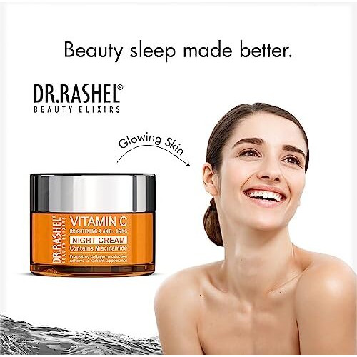 Dr.Rashel Vitamin C Night Cream Enriched With A Powerful Combination Of Vitamin C & Collagen (50Gm) | Fight Against Fine Lines & Wrinkles | Helps Revitalizing & Nourishing The Skin | For Men & Women