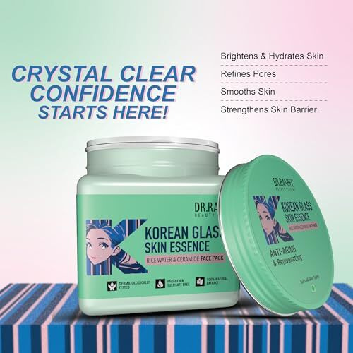 Dr.Rashel Korean Glass Skin Essence Face Pack||Brightening & Hydrating Facial Mask For Smooth, Glowing Skin ||Pore-Refining, Nourishing Formula With Natural Extracts